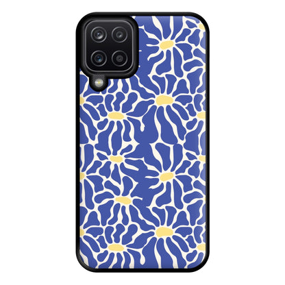 Dark Blue Flowers - Summer Phone Case for Galaxy A12