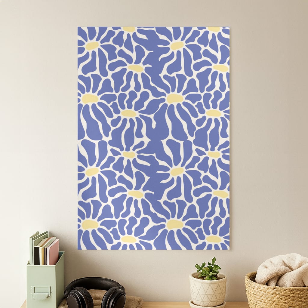 Dark Blue Flowers - Summer Poster