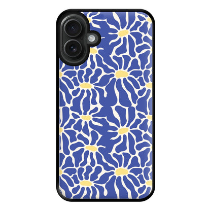 Dark Blue Flowers - Summer Phone Case for iPhone 16 Plus