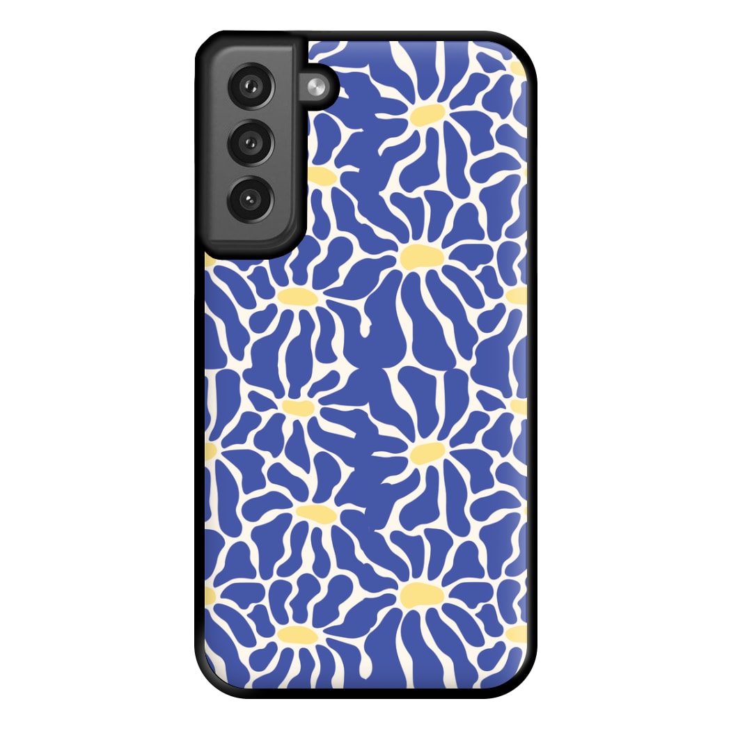 Dark Blue Flowers - Summer Phone Case for Galaxy S21FE