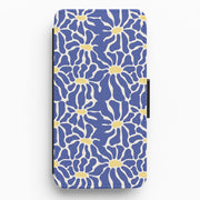 Dark Blue Flowers - Summer Flip / Wallet Phone Case 1
