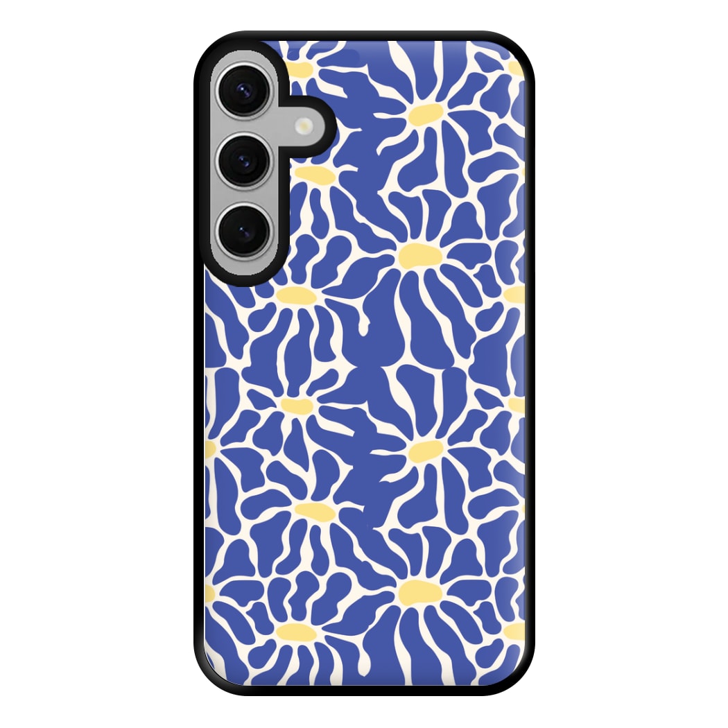 Dark Blue Flowers - Summer Phone Case for Galaxy S24FE