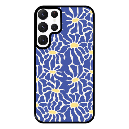 Dark Blue Flowers - Summer Phone Case for Galaxy S22 Ultra