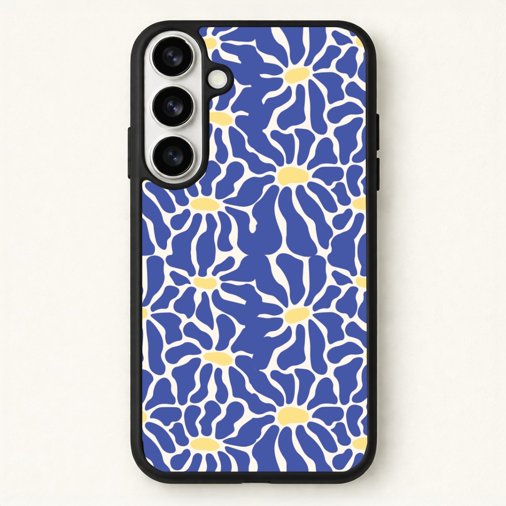 Dark Blue Flowers - Summer Phone Case for Galaxy S26 Plus