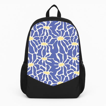 Dark Blue Flowers - Summer Large Backpack