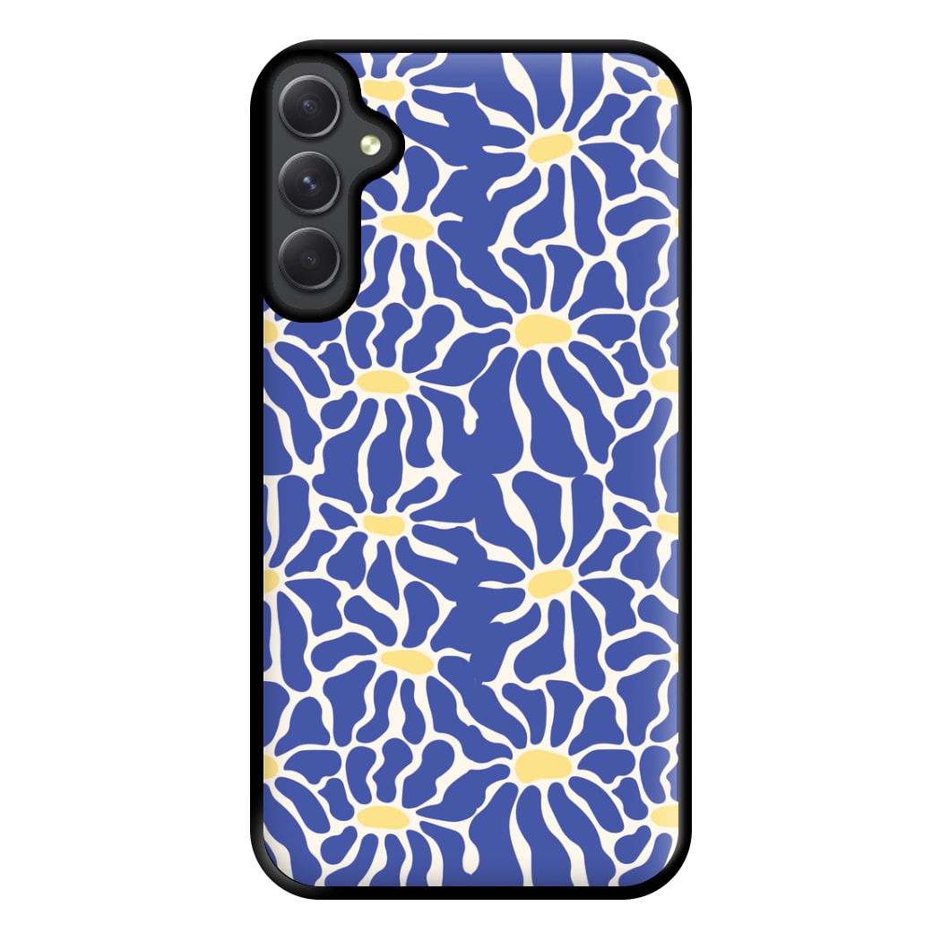 Dark Blue Flowers - Summer Phone Case for Galaxy A34