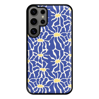 Dark Blue Flowers - Summer Phone Case for Galaxy S24 Ultra