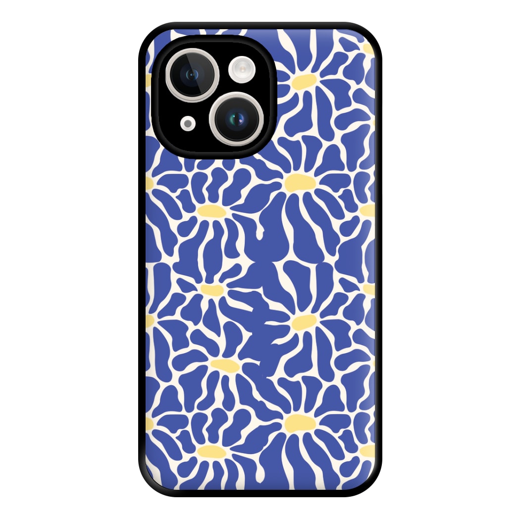 Dark Blue Flowers - Summer Phone Case for iPhone 14 Plus