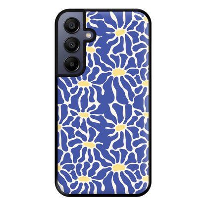 Dark Blue Flowers - Summer Phone Case for Galaxy A15