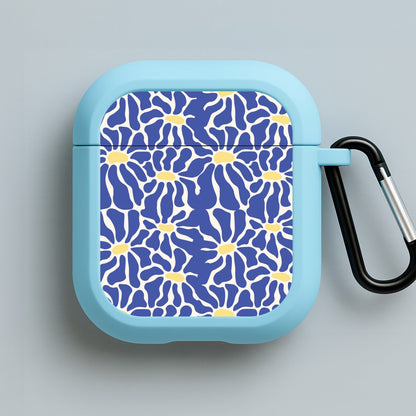 Dark Blue Flowers - Summer Blue AirPods Case