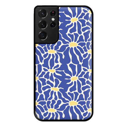 Dark Blue Flowers - Summer Phone Case for Galaxy S21 Ultra