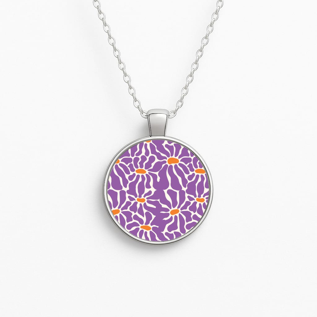 Purple Flowers - Summer Circle Necklace