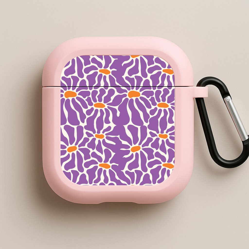 Purple Flowers - Summer Pink AirPods Case