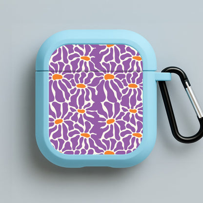 Purple Flowers - Summer Blue AirPods Case