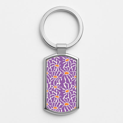 Purple Flowers - Summer Silver Keyring