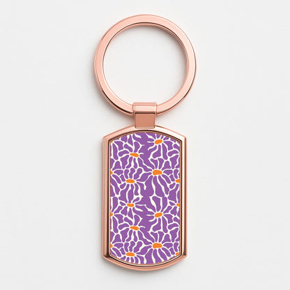 Purple Flowers - Summer Rose Gold Keyring