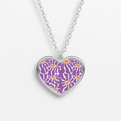 Purple Flowers - Summer Heart Necklace