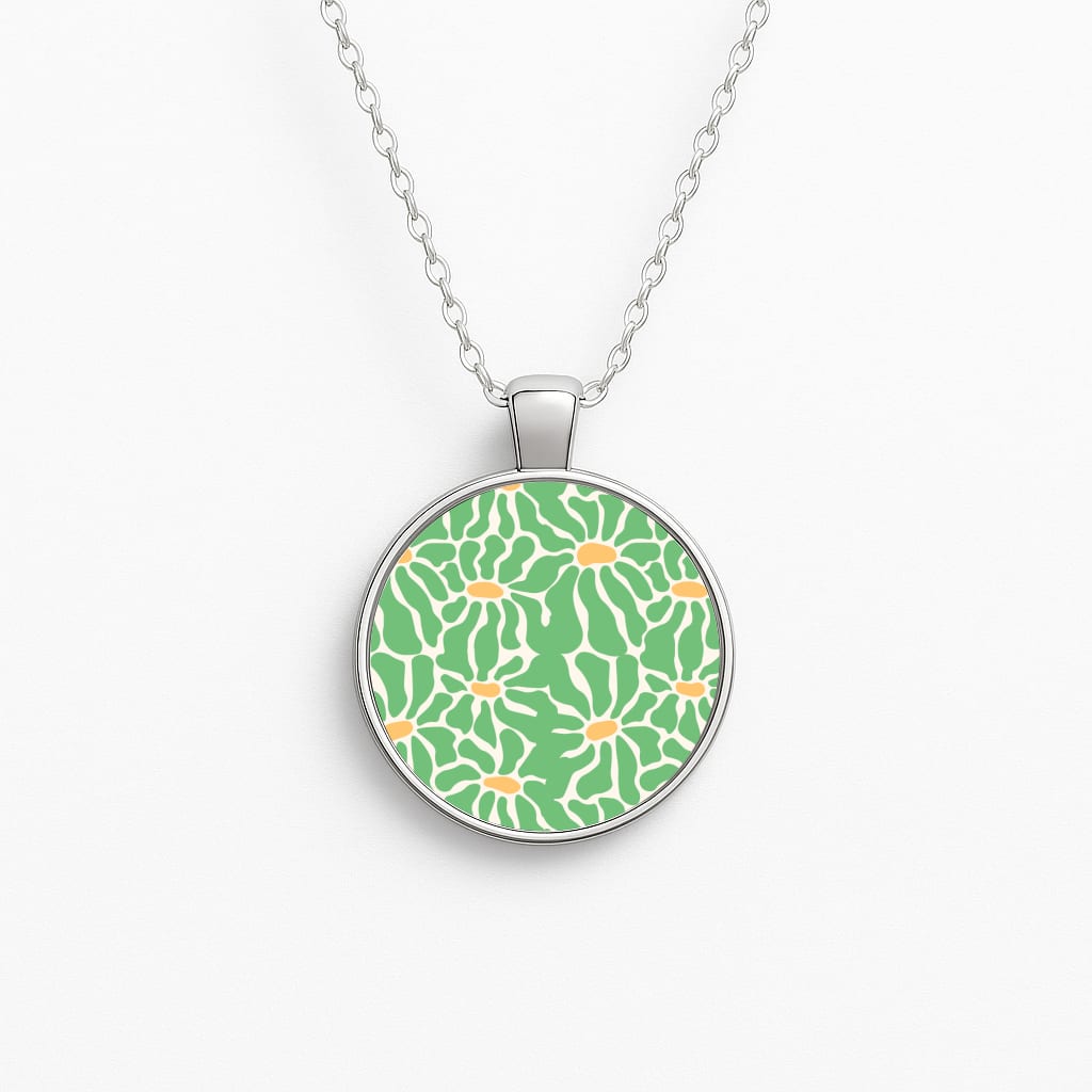 Green Flowers - Summer Circle Necklace