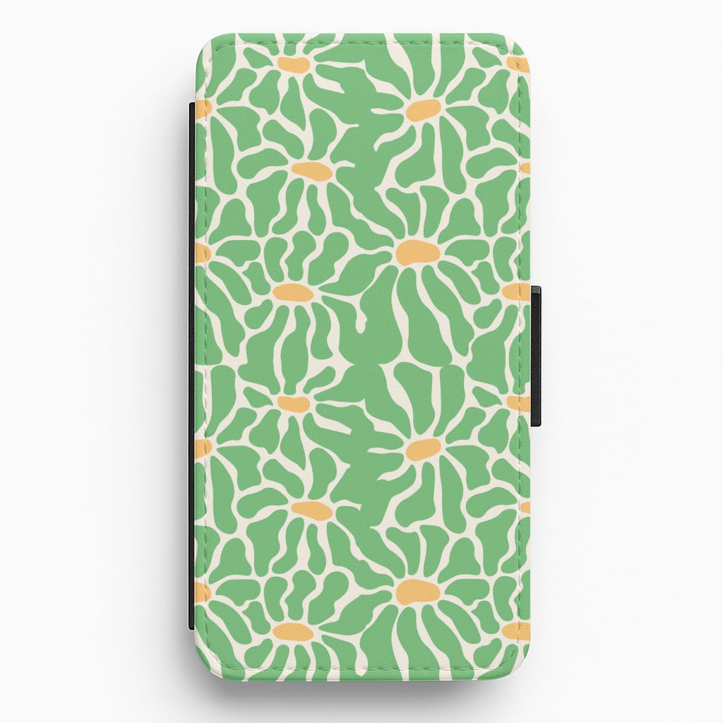 Green Flowers - Summer Flip / Wallet Phone Case