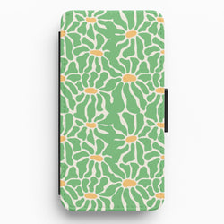 Green Flowers - Summer Flip / Wallet Phone Case