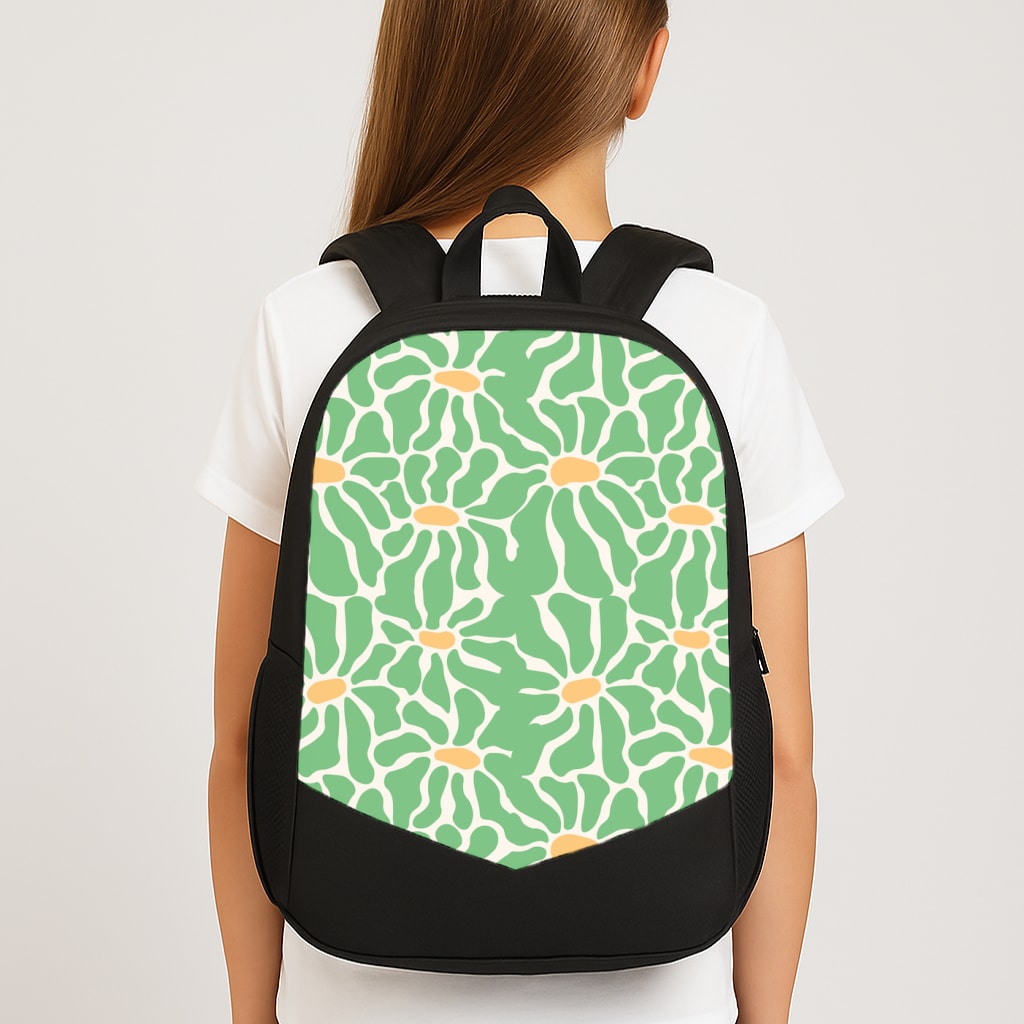 Green Flowers - Summer Large School Bag
