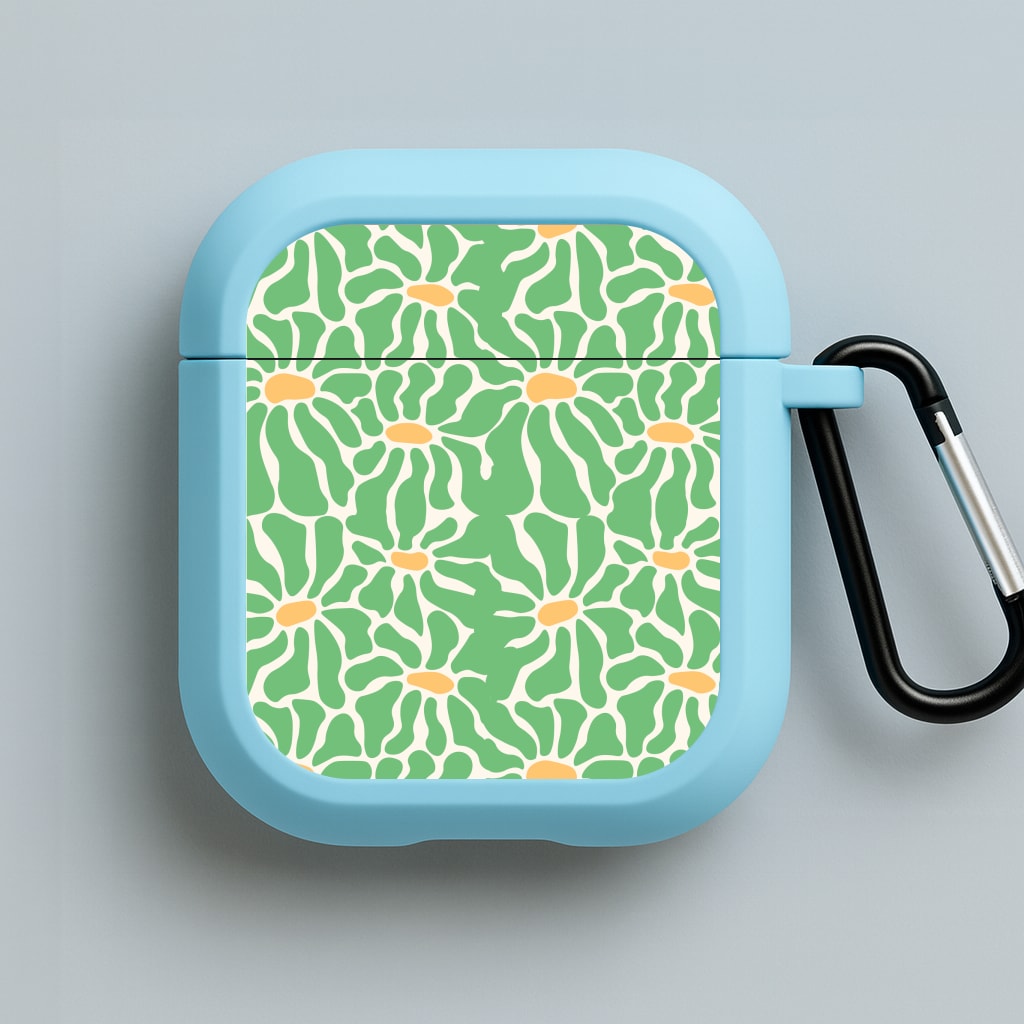 Green Flowers - Summer Blue AirPods Case