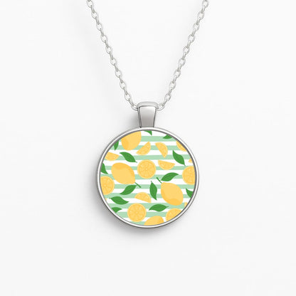 Lemons Pattern - Summer Circle Necklace