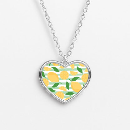 Lemons Pattern - Summer Heart Necklace