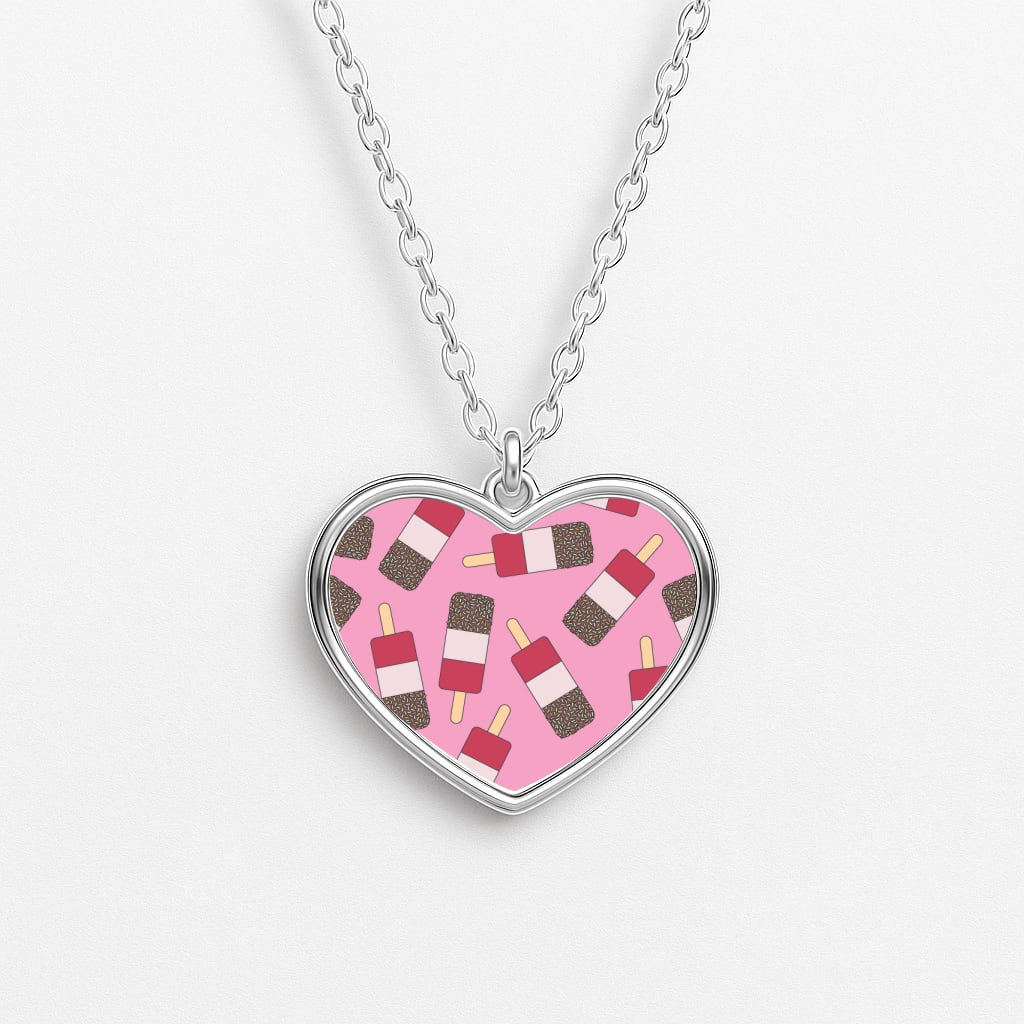 Fab - Ice Cream Patterns Heart Necklace