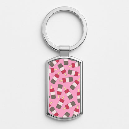 Fab - Ice Cream Patterns Silver Keyring