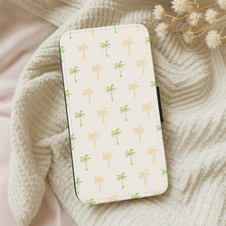 Green And Yellow Palms Pattern Wallet Phone Case