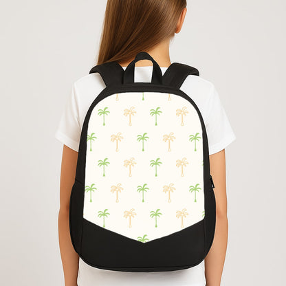 Green And Yellow Palms Pattern Large School Bag