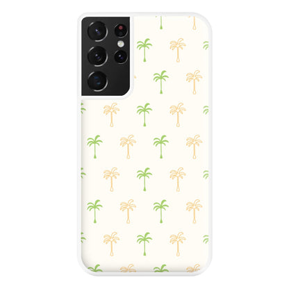 Green And Yellow Palms Pattern Phone Case for Galaxy S21 Ultra