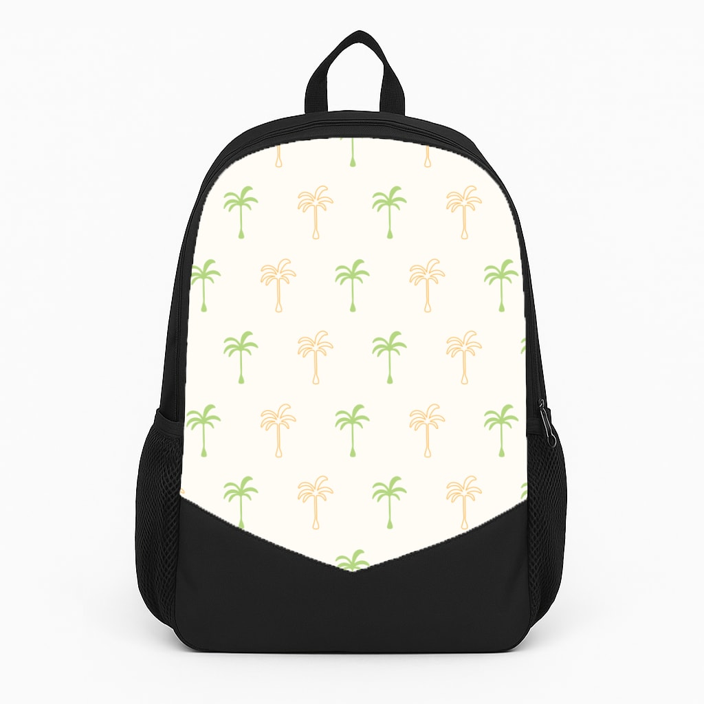 Green And Yellow Palms Pattern Large Backpack