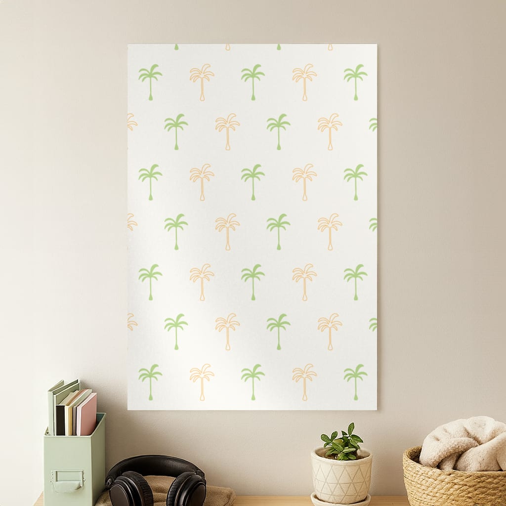 Green And Yellow Palms Pattern Poster