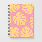 Pink And Yellow Summer Leaves Pattern Notebook