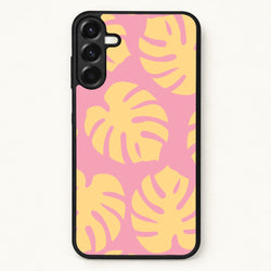 Pink And Yellow Summer Leaves Pattern Phone Case for Galaxy A37