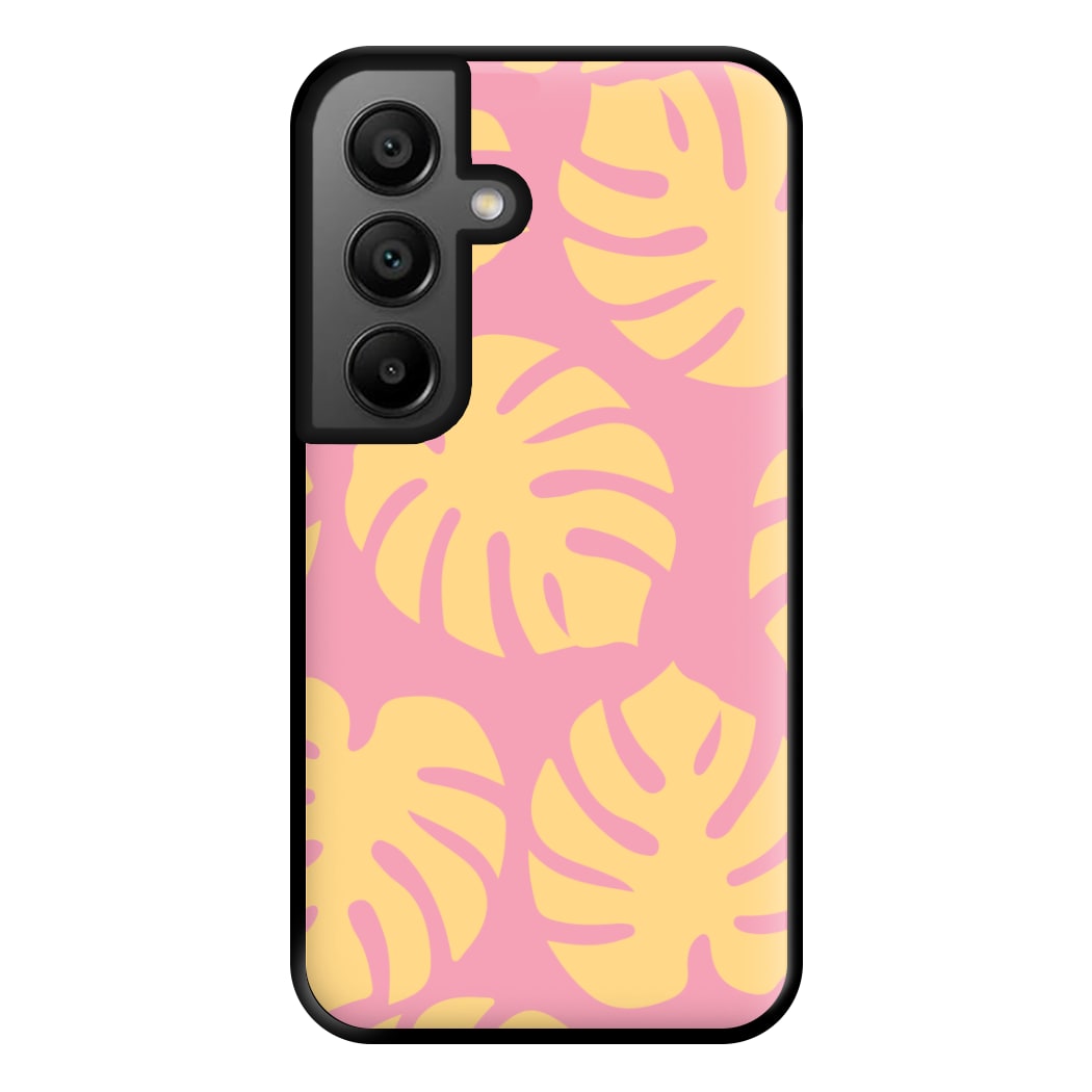 Pink And Yellow Summer Leaves Pattern Phone Case for Galaxy A56