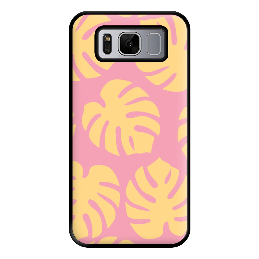 Pink And Yellow Summer Leaves Pattern Phone Case for Galaxy S8 Plus