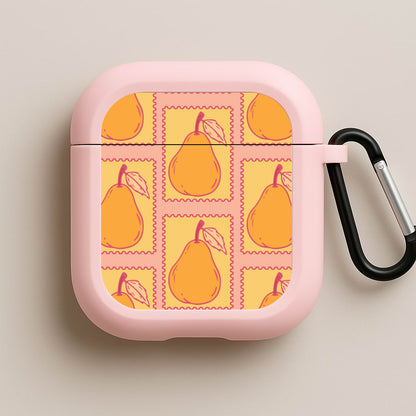 Pear Stamps Pattern Pink AirPods Case