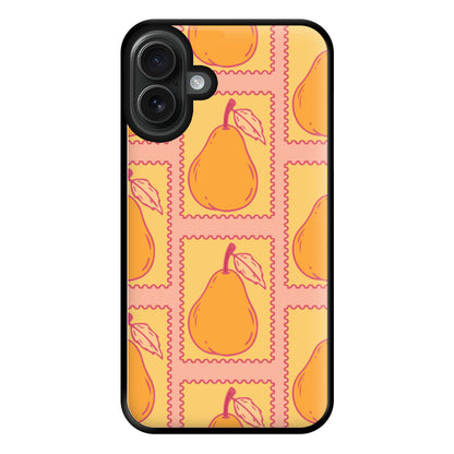 Pear Stamps Pattern Phone Case for iPhone 16 Plus