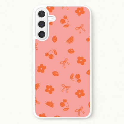 Coquette Orange Cherries Pattern Phone Case for Galaxy A57