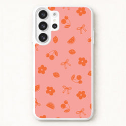 Coquette Orange Cherries Pattern Phone Case for Galaxy S26 Ultra