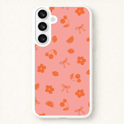Coquette Orange Cherries Pattern Phone Case for Galaxy S26