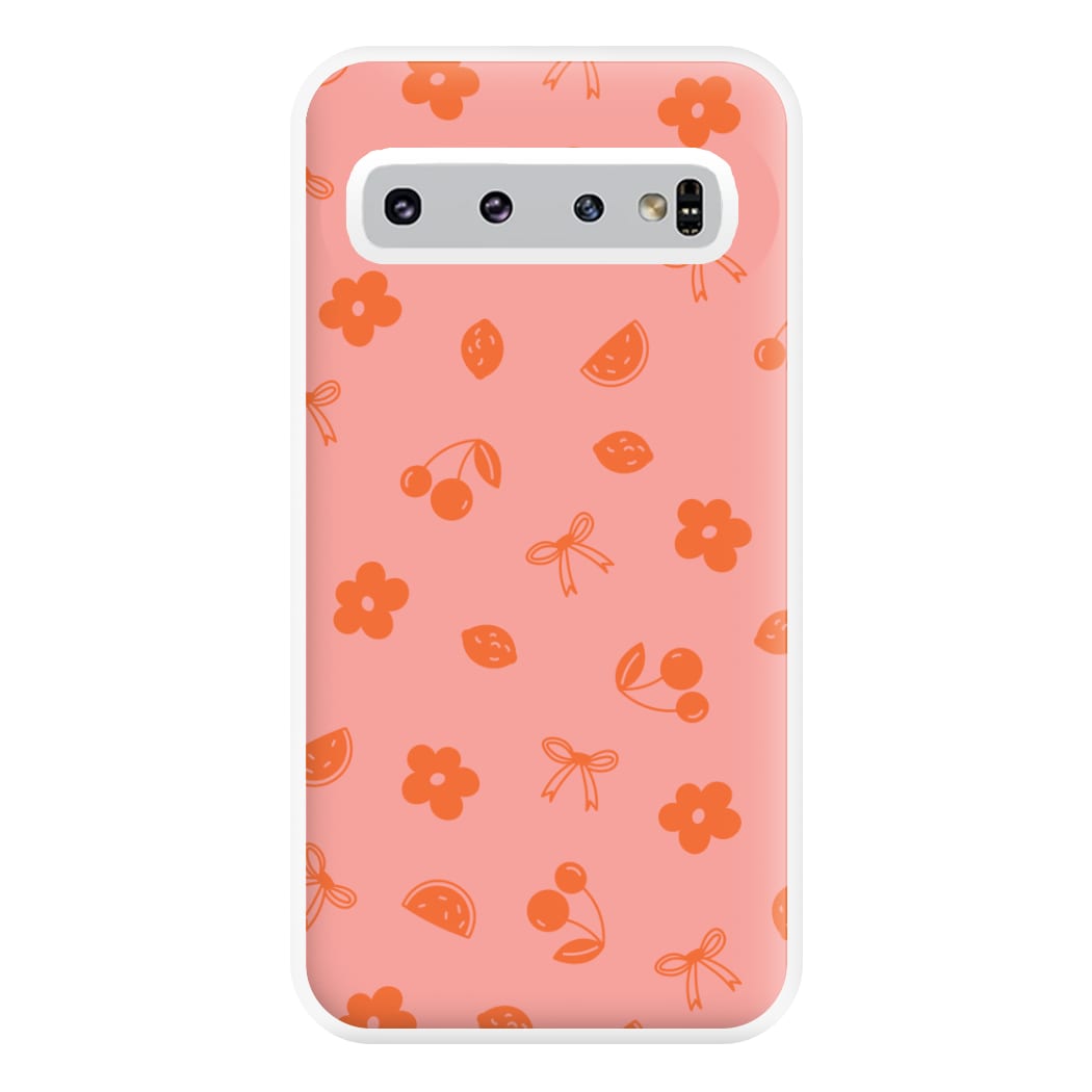 Coquette Orange Cherries Pattern Phone Case for Galaxy S10 Plus