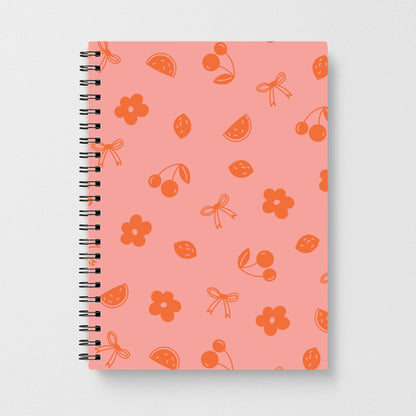 Coquette Orange Cherries Pattern Notebook