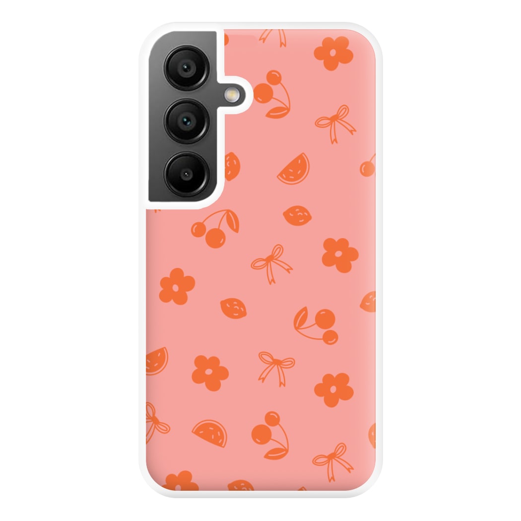 Coquette Orange Cherries Pattern Phone Case for Galaxy A56