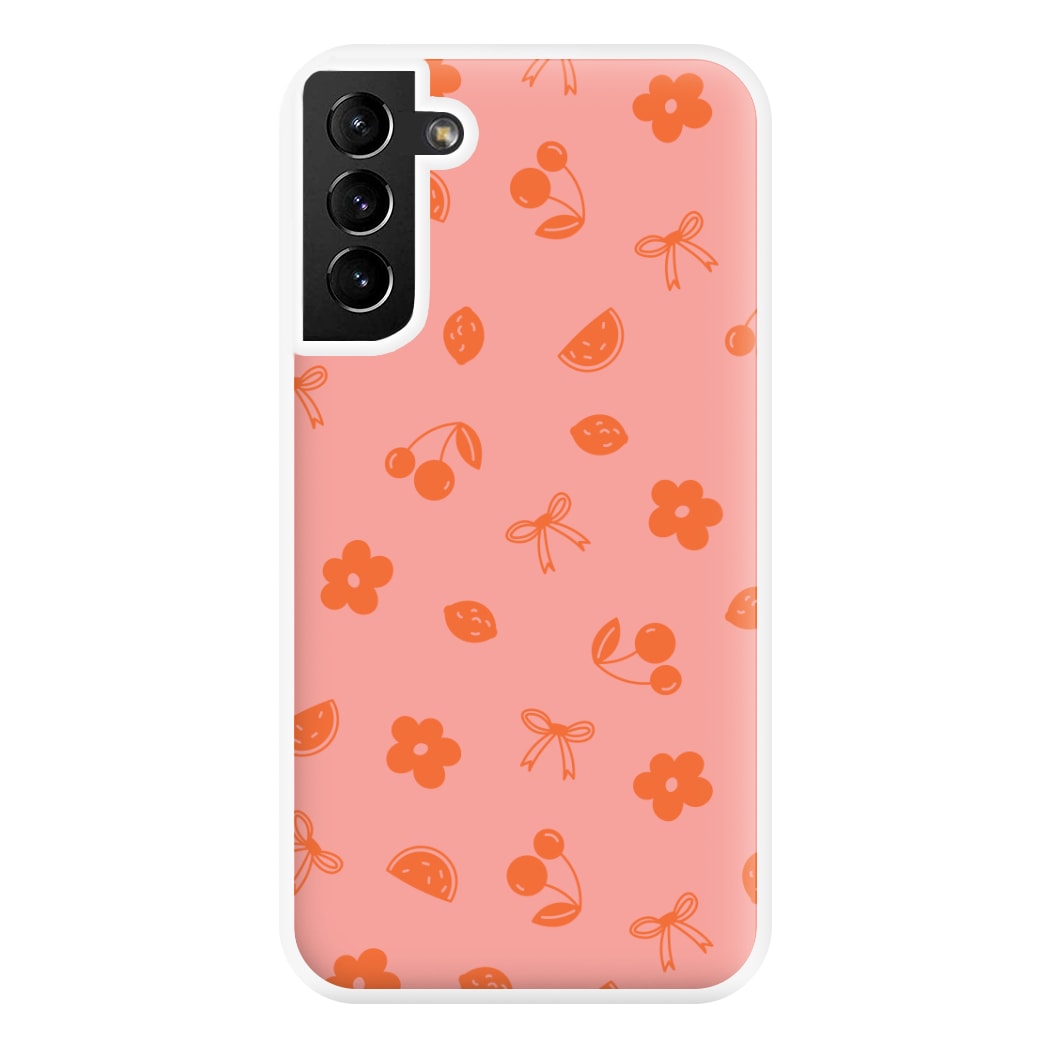 Coquette Orange Cherries Pattern Phone Case for Galaxy S21 Plus