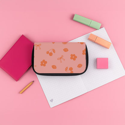 Coquette Orange Cherries Pattern Pencil Case