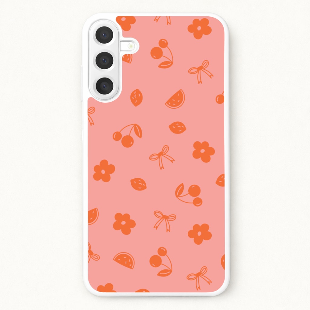 Coquette Orange Cherries Pattern Phone Case for Galaxy A17